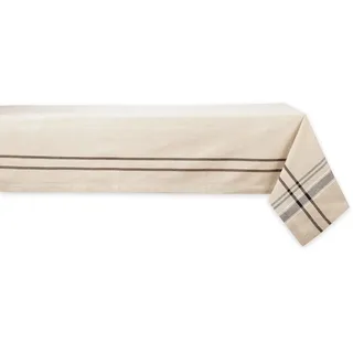 DII Französische Streifen Tischkollektion – Tischwäsche im Landhausstil für den Esstisch, 152,4 x 304,8 cm, Taupe/Schwarz