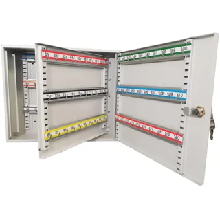 LEOMAR Schlüsselschrank, Schlüsselkasten mit 120 Haken, Schlüsselbox aus Stahlblech, mit Verstellbaren Hakenleisten, Organizer zur Wandbefestigung, Abschließbar, mit Montagematerial, 12 x 39 x 32 cm