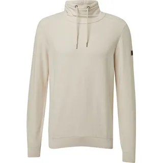 Leichter Pullover mit Snood-Kragen und Logo-Detail - creme - L