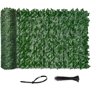 Vinclus Künstliche Efeu Garten Sichtschutz,Balkon Sichtschutz,Künstliche Efeu Blatt Dekoration für Gartenhecken Balkon Außendekoration 100 x 300 cm