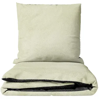 Leonado Vicenti Bettwäsche Winter flauschig warm, Fleece, 2 teilig, Thermofleece kuschelig weich, Einfarbig beige