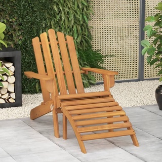 Möbel Outdoor Relaxsessel,Balkonstuhl Adirondack-Gartenstuhl mit Fußstütze Massivholz Akazie DE41177