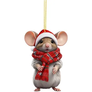 Weihnachtsmäuse Deko Acryl Weihnachtsschmuck Mäuse Weihnachtsdeko Christmas Decorations Mäuse Weihnachten Baumschmuck Weihnachtsdekoration für Zuhause, Auto Lustige Weihnachtsbaum Dekoration