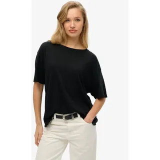 Superdry T-Shirt STUDIOS DROPPED SHOULDER TEE aus Baumwollmischung, mit Markenlabel, Oversize-Passform, Kurzarm schwarz XS