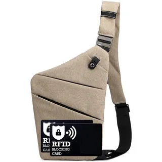 ibalulu Anti-Diebstahl wasserdichte Anti diebstahl umhängetasche mit Reflektierenden Sicherheitsstreifen, Bauchtasche taschenSchultertasche Sicherheitstasche Reise, Diebstahlsicher für Damen & Herren - M
