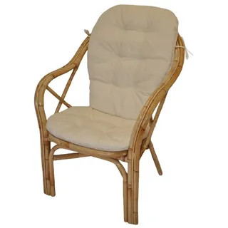 Rattani Rattanstuhl Rattansessel, Rattanstuhl Adelaide inkl. Polster, Bequemer Rattansessel in hochwertiger Verarbeitung beige