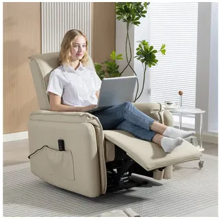 Homcom Massagesessel Kunstleder 86 x 102 x 92 cm Beige elektrisch