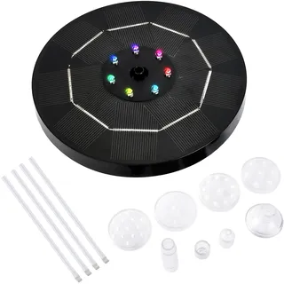 3,5-w-led-solarpumpe Mit Farbverlaufsbeleuchtung, 1800-mah-akku, 6 Düsen, Ideal Für Springbrunnen, Gartenteiche, Terrassen Oder Vogeltränken.