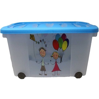 made2trade Aufbewahrungsbox Spielzeugkiste mit Rollen, 45 Liter Volumen blau