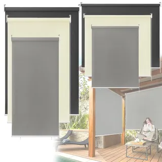 FIVMEN Verdunklungsrollo Thermorollo Rollo Verdunkelung Sichtschutz Senkrechtmarkise Außenrollo Balkonrollo Seitenzugrollo Hitzeschutz Sonnenschutz für Fenster - 100x240cm Anthrazit