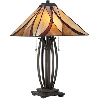 Asheville Lampe, Bronze und Tiffany Glas
