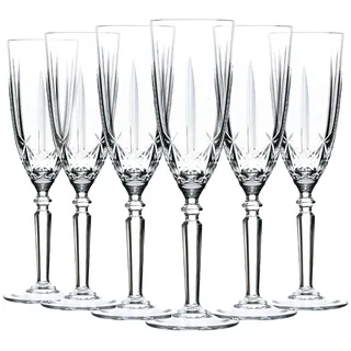 RCR Crystal Orchester Geschnittener Glas Champagner -Flütenglüserset - 200ml - Pack Von 6