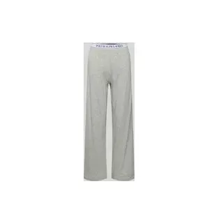 Straight Leg Pyjama-Hose mit elastischem Label-Bund, Hellgrau Melange, XS