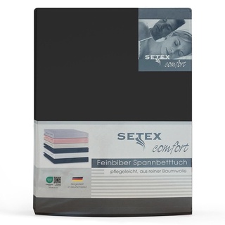 SETEX Feinbiber Spannbettlaken, 90 x 200 cm großes Spannbetttuch, 100 % Baumwolle, Bettlaken in Schwarz