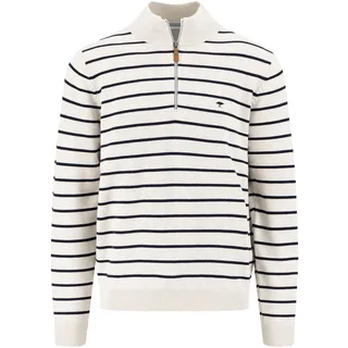 Fynch Hatton Striped Halbzippullover - New Offwhite - XL