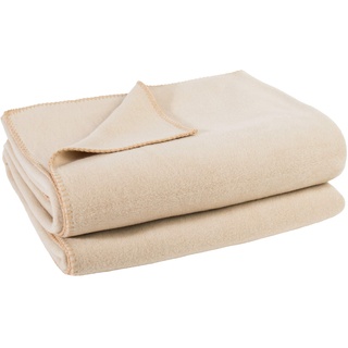 Soft-Fleece-Decke – Polarfleece-Decke mit Häkelstich – flauschige Kuscheldecke – 110x150 cm – 020 cream - von 'zoeppritz since 1828', 103291-020-110x150