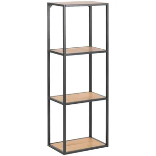Mid.you Wandregal, Schwarz, Eiche, Metall, Holzwerkstoff, 3 Fächer, 37x108x24 cm, Beimöbel erhältlich, Küchen, Küchenmöbel, Küchenregale