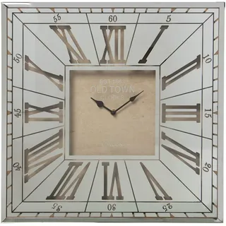 DRW Wanduhr, quadratisch, Spiegel, 48,5 x 4,2 x 48,5 cm