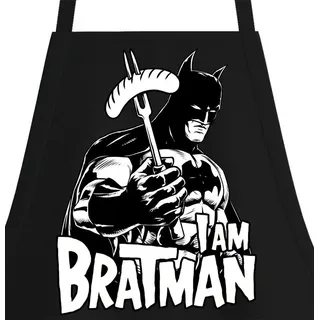 Youth Designz Grillschürze I AM BRATMAN Herren Schürze Männer Grillschürze, mit lustigem Spruch Aufdruck schwarz