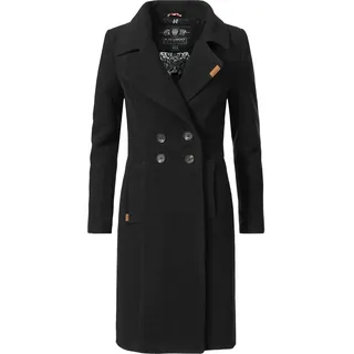 Wintermantel NAVAHOO "Wooly", Damen, Gr. XL (42), schwarz, Obermaterial: 90% Acryl, 8% Viskose, 2% Elasthan. Innenfutter: 100% Polyester. Ärmelfutter: 100% Polyester, tailliert ca. Mitte Oberschenkel, Ärmel ohne Ärmelschlitz normaler Saum, Mäntel Wintermantel, edler Damen Trenchcoat in Wollmantel-Optik