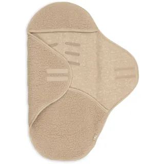 Jollein Einschlagdecke Babyschale - 100% Merinowolle - Babydecke für Kinderwagen & Buggy - 3- und 5-Punkt-Gurt-System - Mit Kapuze & Klettverschluss - Oeko-Tex - Natural