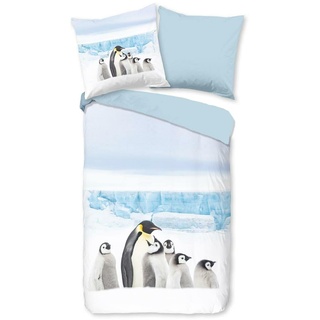 Traumschlaf Flanell Bettwäsche Pinguin weiß