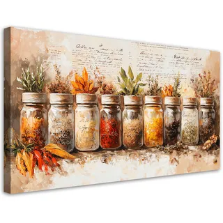 LEINWANDBILD Kräuter Gewürze Küche 80x40cm