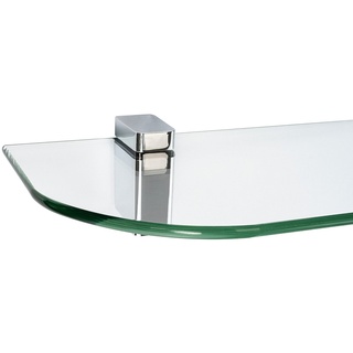 ib style Wandregal Glasregal 6mm klar 60 x 15 cm + Clip CONO Verchromt, Glasboden aus ESG-Sicherheitsglas - Wandregal silberfarben