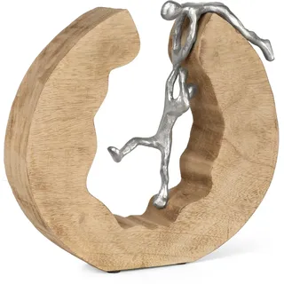 moritz Skulptur Teamwork 29 cm Silber – Mangoholz Deko Figur modern
