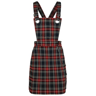 Hell Bunny - Gothic Kleid knielang - Clash Pinafore Dress - XS bis XL - für Damen - Größe L - schwarz/rot