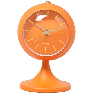 iSpchen Metall Wecker Rot Retro Klassisch, Wecker Lautlos Ohne Ticken mit Nachtlicht und Schlummerfunktion, Kleine Tischuhr Analog Batteriebetrieben für Nachttisch Schlafzimmer Einfach Orange #1