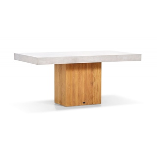 Tisch SaVeri Fino - 145 x 90 cm, Teak mit Beton grau