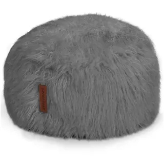 Green Bean Sitzsack Pouf XXL 100 x 55 cm Fell mit EPS-Perlen-Füllung Grau