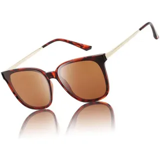 luxuskollektion Retrosonnenbrille Sonnenbrille Damen polarisiert UV400 rund Metallrahmen Vintage (1-St) braun