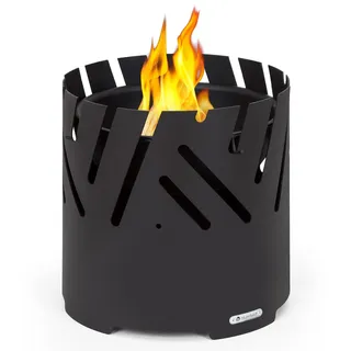 Blumfeldt Feuerschale mit Grillrost, Outdoor Stahl-Feuerschale Groß für Balkon & Camping, Mobile Feuerschalen mit Standbasis, Wetterfeste für den Garten, Runde Feuerstelle