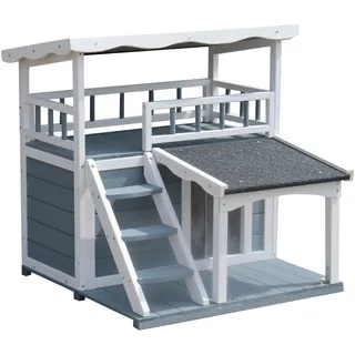 dehner lieblinge Katzenhaus Maison 78 x 75 x 73 cm Grau/Weiß