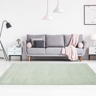 carpet city Teppich Einfarbig Uni Flachfor Soft & Shiny in Grün für Wohnzimmer; Größe: 120x160 cm