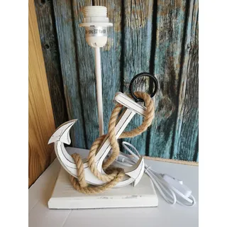 Maritime Lampe Leuchte Anker 37cm weiss Shabby Tischlampe Deko Nachttischlampe