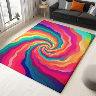 Generisch 3D Druck Teppich Abstrakte Bunte Wirbel 120x180cm Moderner Wohnzimmer rutschfest Teppich, für Schlafzimmer Büro Esszimmer Küche, Waschbar und Pflegeleicht