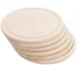 HolzFee Frühstücksbrettchen rund 25 cm Holz | 6 Stück Schneidbrettchen Set aus Buche