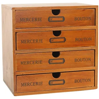 Baffect Desktop Schubladenbox Holz 4 StöCkig | Holzbox Mit Schubladen Klein, Wooden Organizer Box, Schmuckkasten Holz