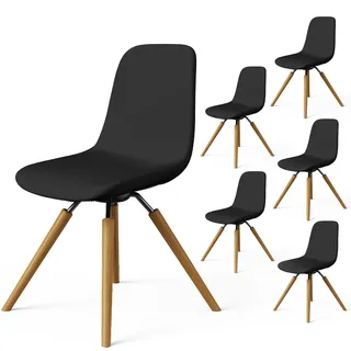 Dioxide Stuhlhussen 6er Set Stretch Stuhlhussen (Schwarz) | Dehnbar, Rutschfest, Pillingbeständig, Atmungsaktiv und Strapazierfähig, Bänder Elastisch, Abnehmbar und Maschinenwaschbar