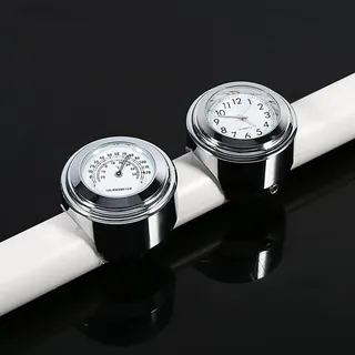 Dilwe Motorrad -Zifferblatt Uhr Fahrradbike -Lenker Uhr Motorradmontage Thermometer Takt Wasserdichtes Stoßfest Leuchtmittel mit Thermometer für 7/8 1 Zoll Lenker Cruiser Chopper