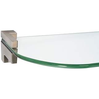 ib style Wandregal Glasregal 6mm klar 90 x 20 cm + Clip PIAZZA, Glasboden aus ESG-Sicherheitsglas - Wandregal beige