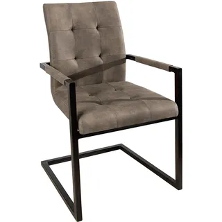 Riess-Ambiente Stuhl OXFORD antik taupe mit Armlehne Eisengestell Design Freischwinger