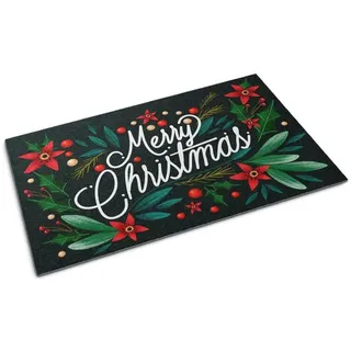 Tulup Fußmatte Weihnachten Schmutzfangmatte Rutschhemmend Eingangsmatte: 90 x 60, Schmutzfangmatte grün