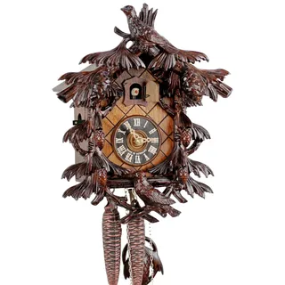 Kuckucksuhr Original Schwarzwälder Kuckuckuhr Echtholz mechanisches 1-Tag Laufwerk NEU VDS Zertifikat Hönes -Kuckuck 30cm- 1241/2NU