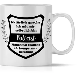 mindmonkeys® Polizei Geschenke für Männer Polizist Tasse mit Spruch kompetente Beratung Polizist Polizist als Dankeschön Weihnachten Keramik 300 ml