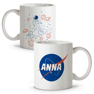 Personalisierte Tasse mit Name/Text. Personalisierte Geschenke für Fans. Verschiedene Innenarchitekturen und Farben. NASA