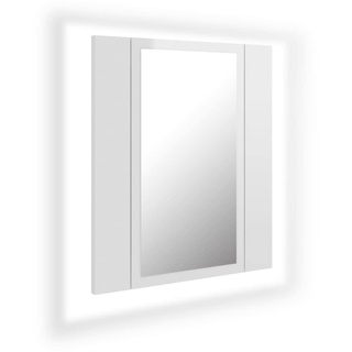 Badmöbel für Spiegelschrank mit RGB LED Beleuchtung 40 x 12 x 45 cm Hochglanz-Weiß Einzeltür Wandschrank Spiegel,2 Ablagen und Softclose Funktion